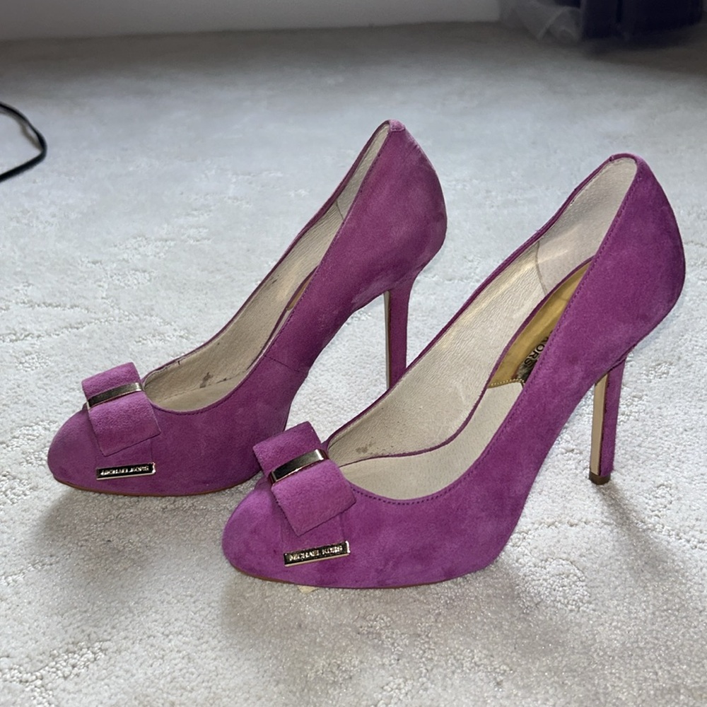 Michael Kors-purple suede 4in heels - Picture 4 of 8
